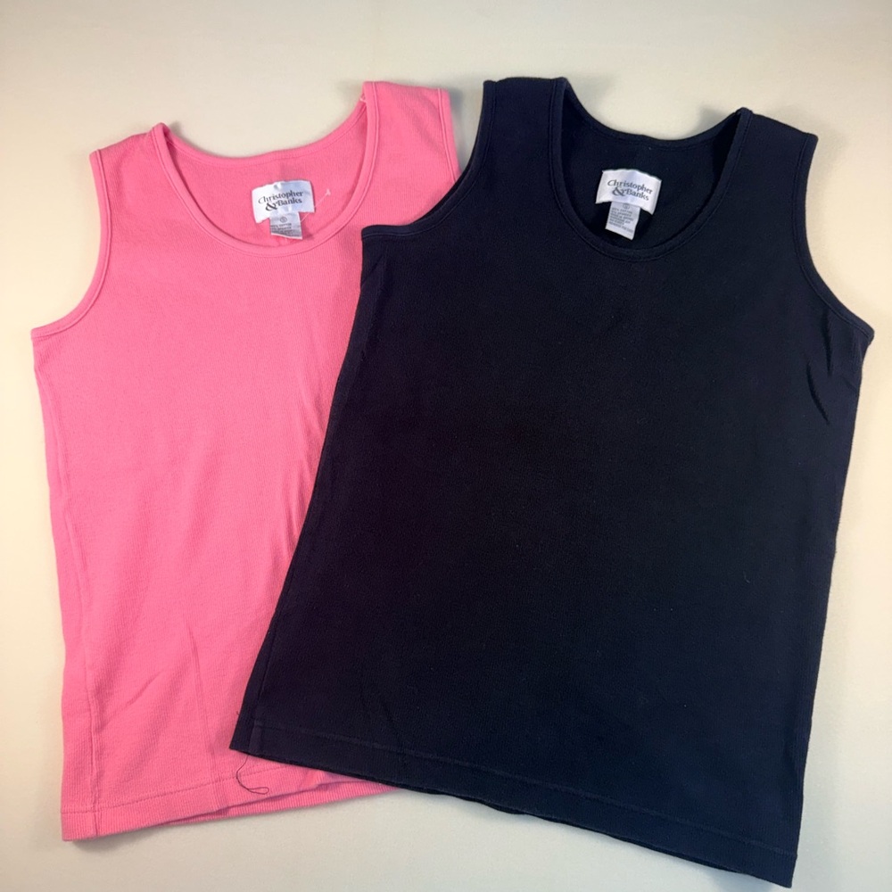 Christopher & Banks Pink and Black Womens Tank Top Duo